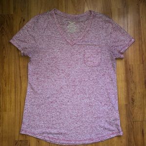 Pink/Red Pocket V-Neck